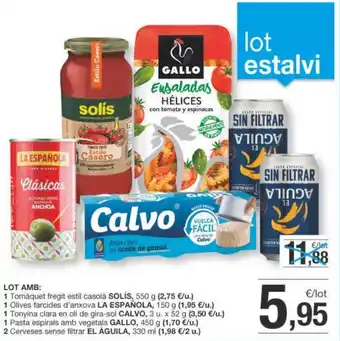 BonpreuEsclat LOT AMB: 1 Tomàquet fregit estil casolà SOLÍS, 550 g (2,75 €/u.) oferta