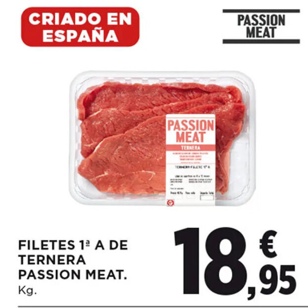 Hipercor FILETES 1ª A DE TERNERA PASSION MEAT. Kg. oferta
