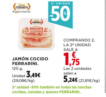 Hipercor JAMÓN COCIDO FERRARINI. oferta