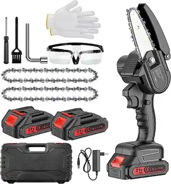Mini motosierra bateria de mano, 4 pulgadas mini motosierra eléctrica bateria portátil sierra electrica para podar árboles...