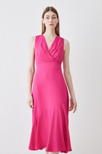Karen Millen Soft tailored sleeveless wrap front midi dress oferta