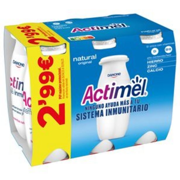 Hiperber Yogur líquido actimel natural 6ud oferta