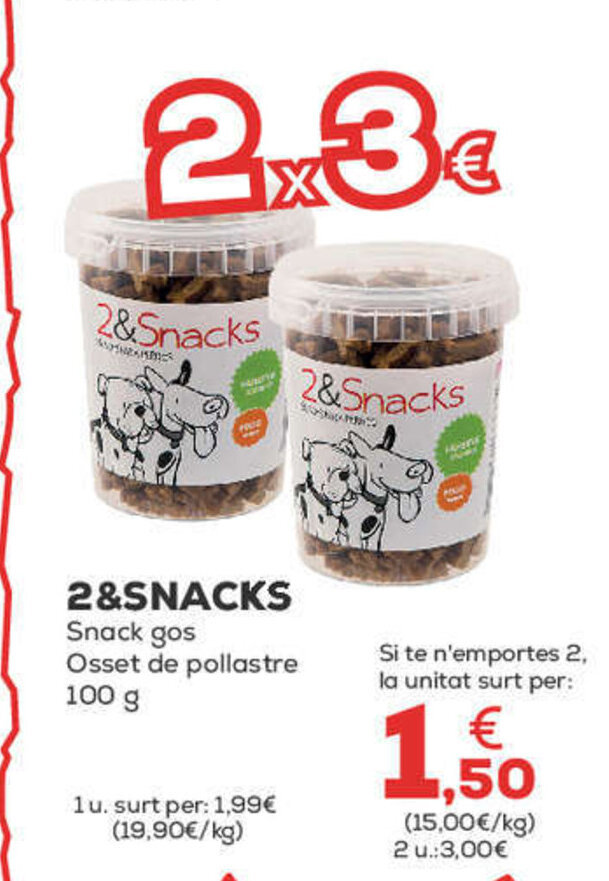 Kiwoko 2&SNACKS Snack gos Osset de pollastre 100 g oferta
