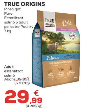 Kiwoko TRUE ORIGINS Pinso gat Pure Esterilitzat salmó o adult pollastre Poultry 7 kg oferta