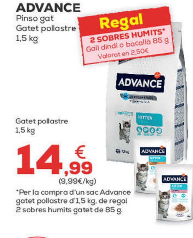 Kiwoko ADVANCE Pinso gat Gatet pollastre 1,5 kg oferta