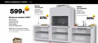Grup Gamma Especial barbacoas y hornos 2023 599€ barbacoa modular chic* alto 205 cm. fondo 43,5 cm. ancho 77,5cm. peso 520 kg. zo oferta