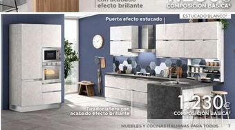 Mondo Convenienza Puerta efecto estucado tirador uñero con acabado efecto brillante 1.230€€ composición básica muebles y cocinas italianas oferta