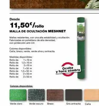 Grup Gamma Desde 11,50€/rollo malla de ocultación meshnet mallas resistentes, con una alta estabilidad y ocultación. fabricadas en po oferta
