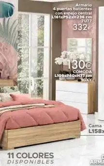 Mondo Convenienza Armario 4 puertas batientes con espejo central l161xp52xh236 cm 7u77 332€ 11 colores disponibles 130€ comoda l109xp40xh7 oferta