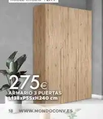 Mondo Convenienza 275€ armario 3 puertas l138xp55xh240 cm 18 www.mondoconv.es oferta