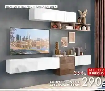 Mondo Convenienza Blanco brillante i mercure¹|3j54 mejor 354€ precio composición fija l262xp30xh185 cm 290€ oferta