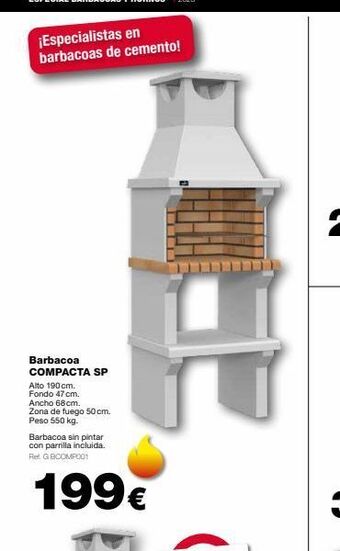 Grup Gamma ¡especialistas en barbacoas de cemento! barbacoa compacta sp alto 190 cm. fondo 47 cm. ancho 68 cm. zona de fuego 50 cm. oferta