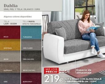 Mondo Convenienza Dahlia  símil piel y tela | blanco | gris  algunos colores disponibles:  tela lam-ecem  rojo  mostaza  beige  elephant  gris  oferta