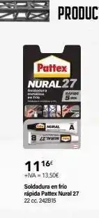 Cadena88 Soldadura metai pattex nural27 rapido 5mm 1116€ +iva = 13,50€ soldadura en frío rápida pattex nural 27 22 cc. 242815 oferta