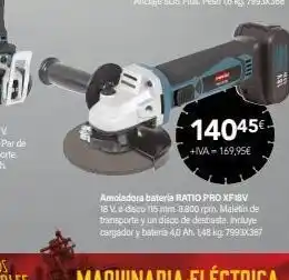 Cadena88 Amoladora bateria ratio pro xf1bv 18 v. a disco 115 mm 8.800 rpm. maletin de transporte y un disco de desbaste. incluye carga oferta