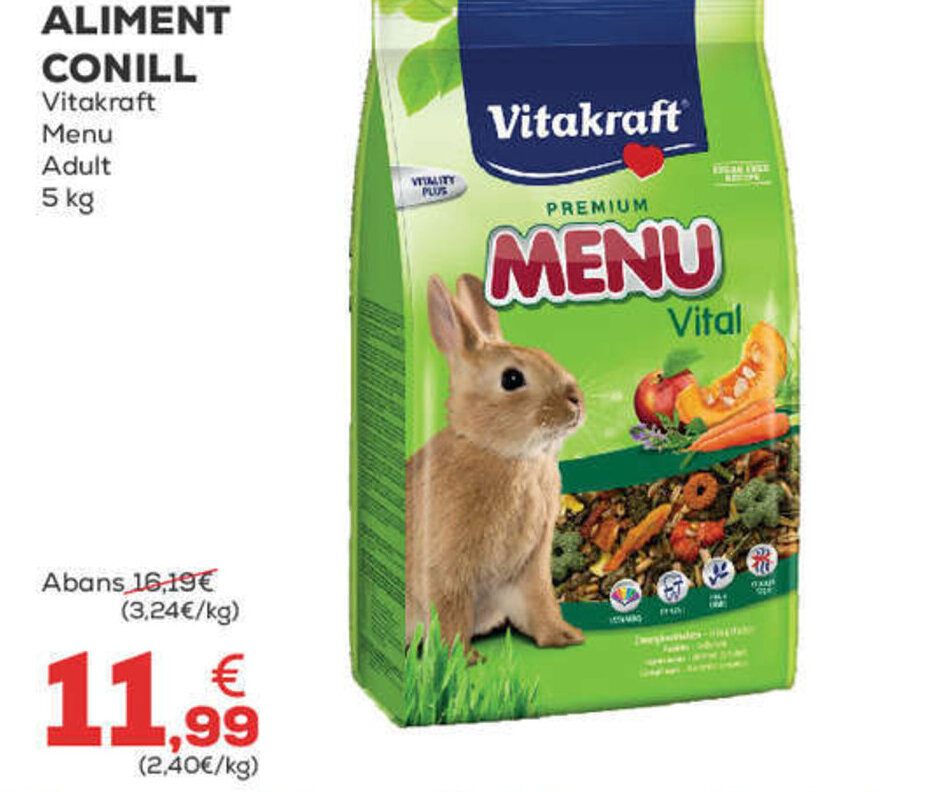 Kiwoko ALIMENT CONILL Vitakraft Menu Adult 5 kg oferta