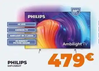 Pascual Martí 4k uhd android tv ambilight en 3 lados ps perfect picture engine philips sopus8507 philips ambilight tv 479€ 50 oferta