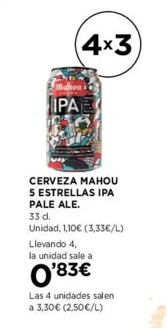 Hipercor CERVEZA MAHOU 5 ESTRELLAS IPA PALE ALE. oferta