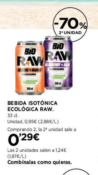 Hipercor BEBIDA ISOTÓNICA ECOLÓGICA RAW oferta