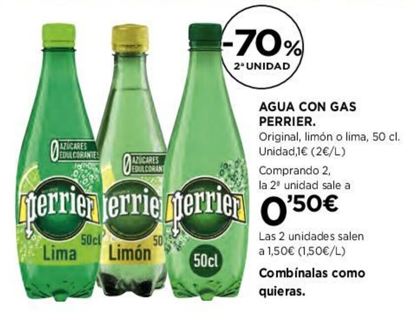 Hipercor AGUA CON GAS PERRIER. oferta