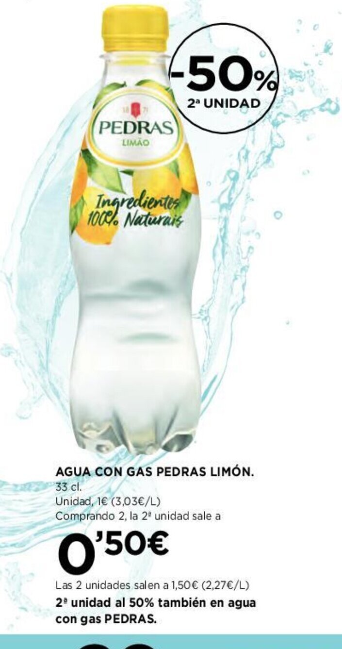 Hipercor AGUA CON GAS PEDRAS LIMÓN. oferta
