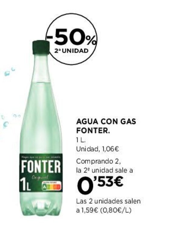 Hipercor AGUA CON GAS FONTER. oferta