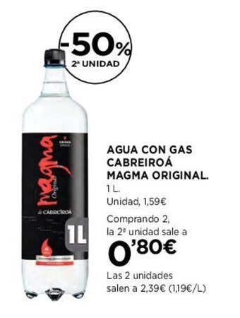 Hipercor AGUA CON GAS CABREIROÁ MAGMA ORIGINAL. oferta