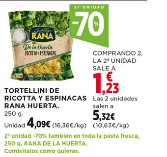 Hipercor TORTELLINI DE RICOTTA Y ESPINACAS RANA HUERTA. oferta