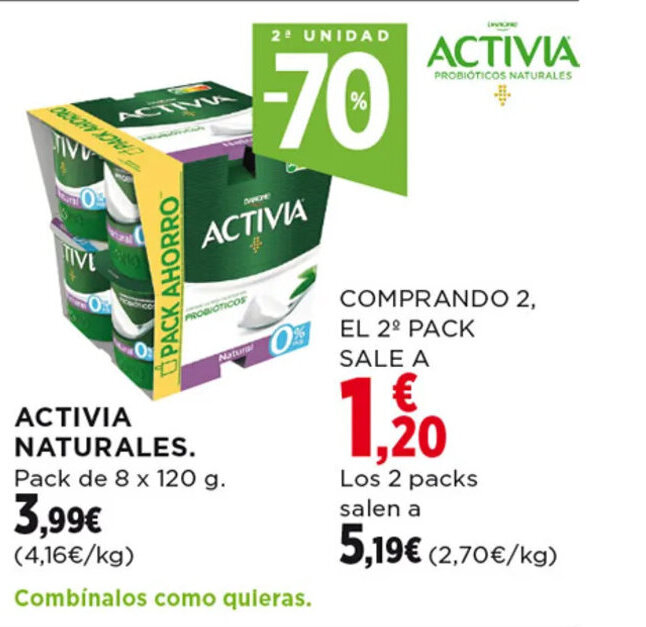 Hipercor ACTIVIA NATURALES. oferta