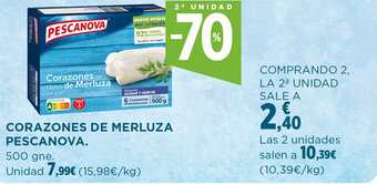 Hipercor CORAZONES DE MERLUZA PESCANOVA. oferta