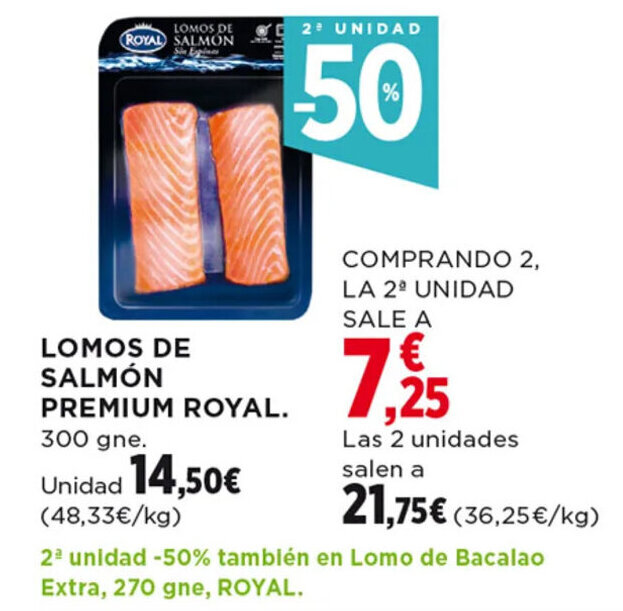 Hipercor LOMOS DE ROYAL SALMON PREMIUM ROYAL. oferta