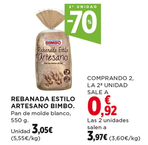 Hipercor REBANADA ESTILO ARTESANO BIMBO oferta