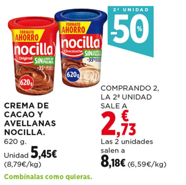 Hipercor CREMA DE CACAO Y AVELLANAS NOCILLA. 620 g. oferta