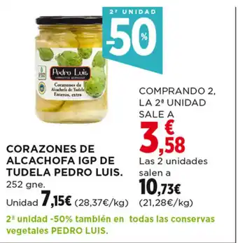 Hipercor CORAZONES DE ALCACHOFA IGP DE TUDELA PEDRO LUIS. oferta