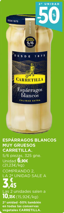 Hipercor ESPÁRRAGOS BLANCOS MUY GRUESOS CARRETILLA oferta