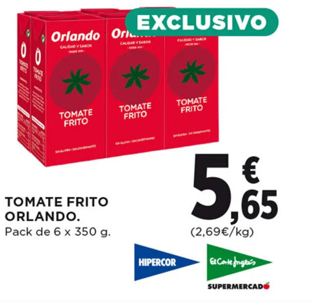 Hipercor TOMATE FRITO ORLANDO. oferta