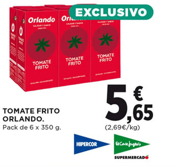 Hipercor TOMATE FRITO ORLANDO. oferta