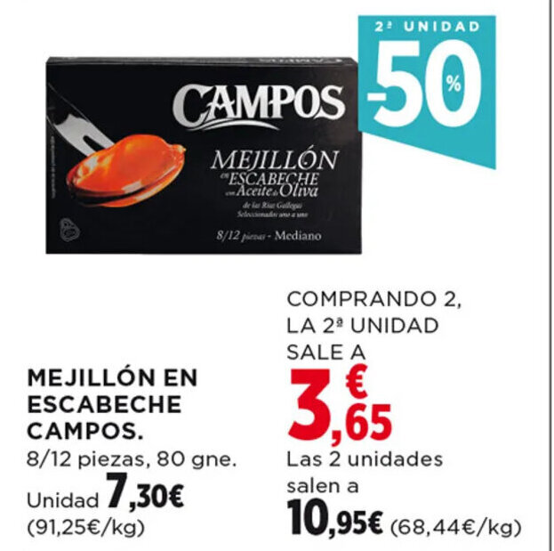 Hipercor MEJILLÓN EN ESCABECHE CAMPOS. oferta