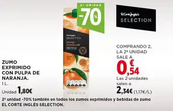 Hipercor ZUMO EXPRIMIDO CON PULPA DE NARANJA. oferta