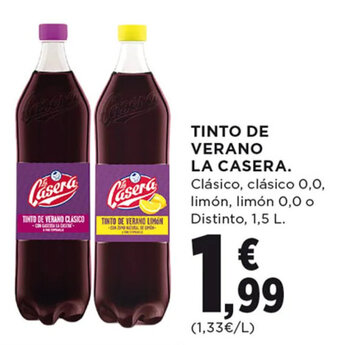 Hipercor TINTO DE VERANO LA CASERA. oferta