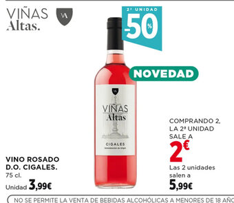 Hipercor VINO ROSADO D.O. CIGALES. 75 cl. oferta