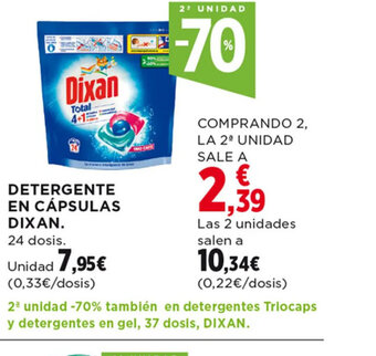 Hipercor DETERGENTE EN CÁPSULAS DIXAN. 24 dosis. oferta