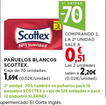 Hipercor PAÑUELOS BLANCOS SCOTTEX. oferta