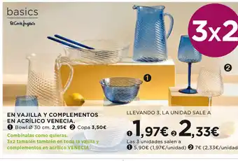 Hipercor EN VAJILLA Y COMPLEMENTOS EN ACRÍLICO VENECIA. oferta