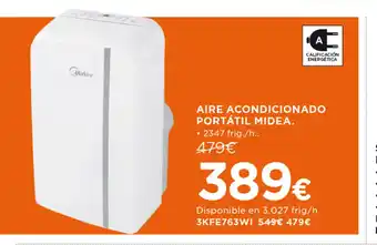 Hipercor AIRE ACONDICIONADO PORTÁTIL MIDEA. • 2347 frig./h.. oferta