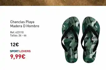 Intersport Chanclas playa madera d hombre ref. 423110 tallas: 36-46 12€ sport lovers 9,99€ a firefly oferta