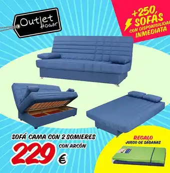 Outlet Hogar Outlet hogar sofá cama con 2 somieres con arcón 229 € +250, sofas con disponibilidad inmediata regalo juego de sábanas oferta