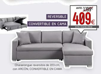 Atrapamuebles Chaiselongue reversible de 223 cm, con ARCÓN, CONVERTIBLE EN CAMA oferta