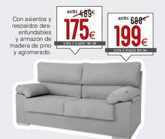 Atrapamuebles Con asientos y respaldos des-enfundables y armazón de madera de pino y aglomerado. oferta