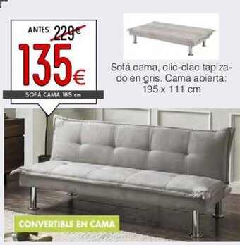 Atrapamuebles Sofá cama, clic-clac tapiza-do en gris. Cama abierta: 195 x 111 cm oferta